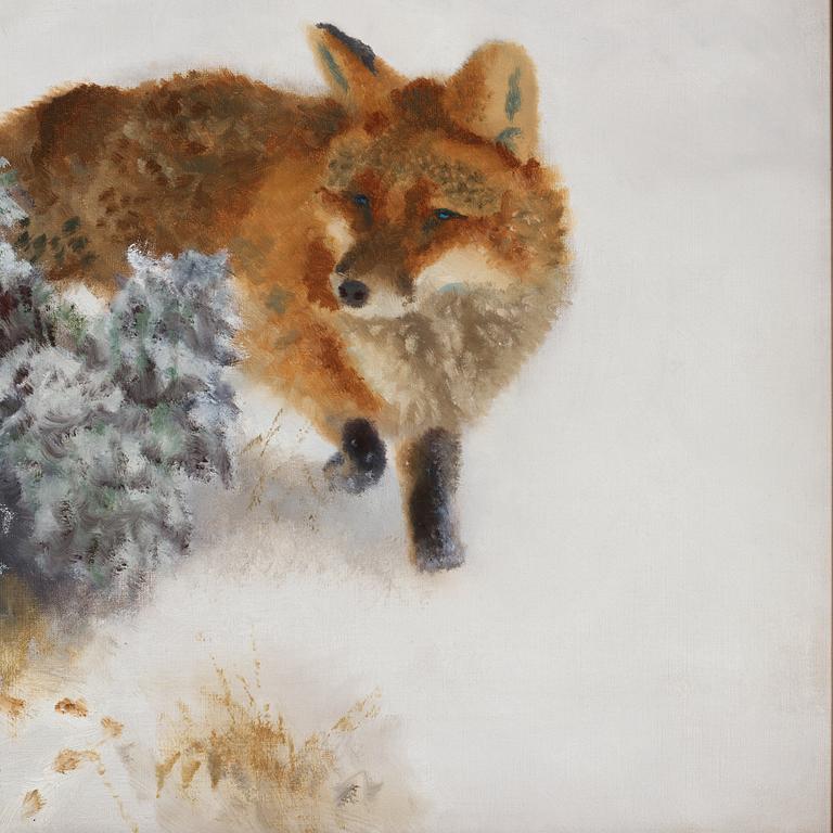 Bruno Liljefors, Fox and grouse in a winter landscape.