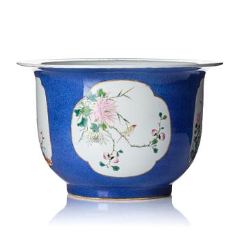 1053. A famille rose and powder blue flower pot, early 20th Century with Hongxian mark (Yuan Shikai) 1915-16.