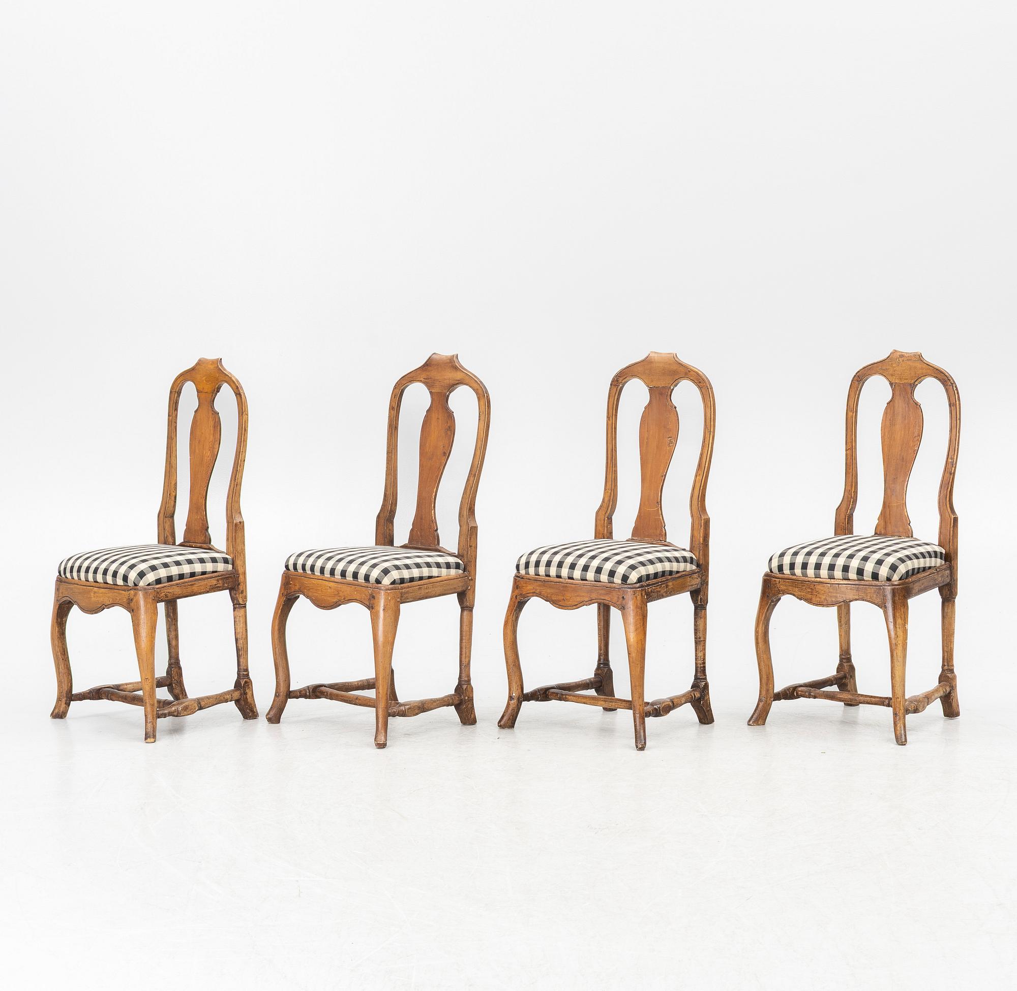 Chairs, 4 pcs, late Baroque, 18th century.