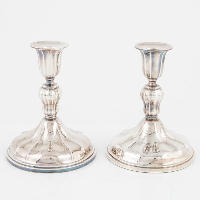 A pair of Norwegian silver candlesticks, 20th Century.