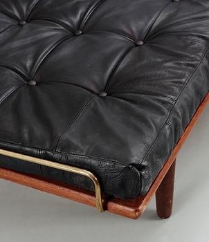 A Hans J Wegner oak and black leather daybed, Getama, Denmark 1950's-60's.