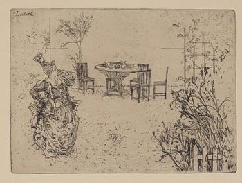 Carl Larsson, an etching. Not signed.