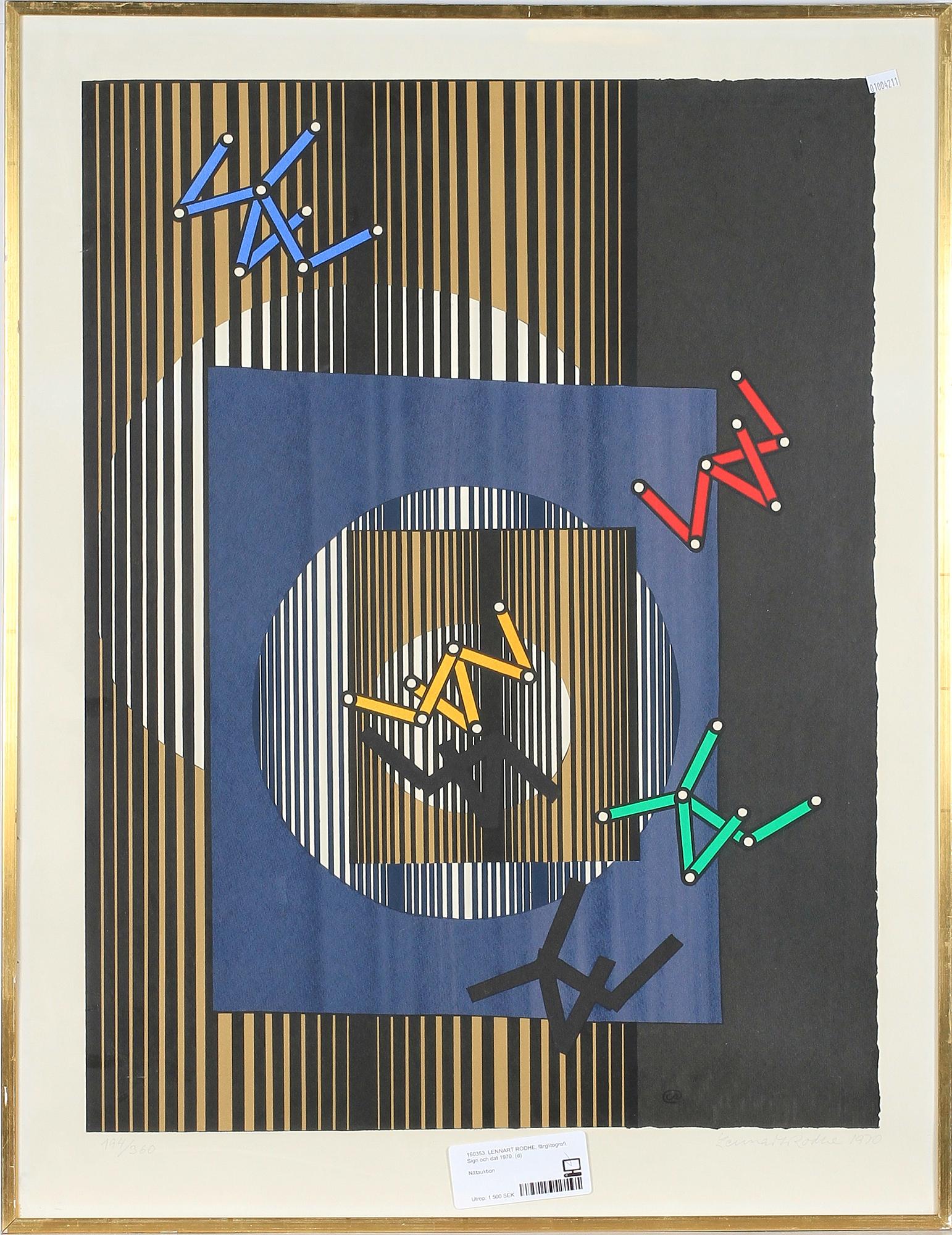 LENNART RODHE, färglitografi. Sign och dat 1970.