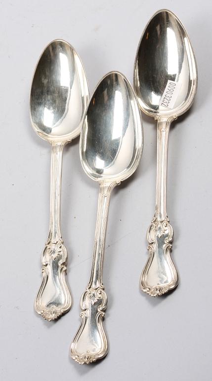 MATSKEDAR, 7 st, silver, bla Stockholm 1864.