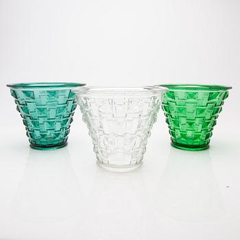 Simon Gate, vases, 3 pcs, "SP14", Orrefors, 1930s.