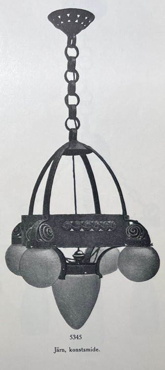 Arvid Böhlmarks Lampfabrik, a ceiling lamp model "5345", Stockholm, 1910s.
