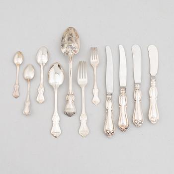 A Silver Cutlery, model "Olga", some GAB, Stockholm 1960 (99 pieces).