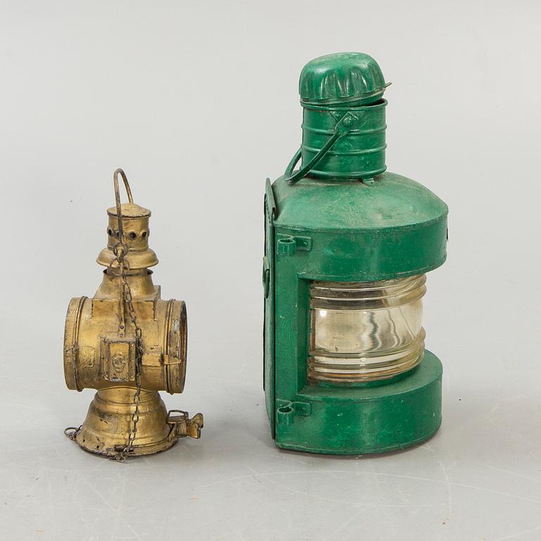 An early 1900s lantern and railway lantern.