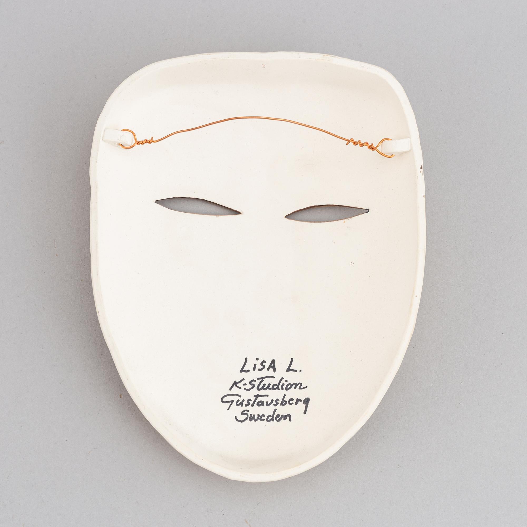 Lisa Larson, masker, 2 st, stengods, K-Studion, Gustavsberg.