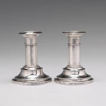 A pair of Swedish Gustavian silver candlesticks, marks of Sven Olson, Ängelholm 1803.