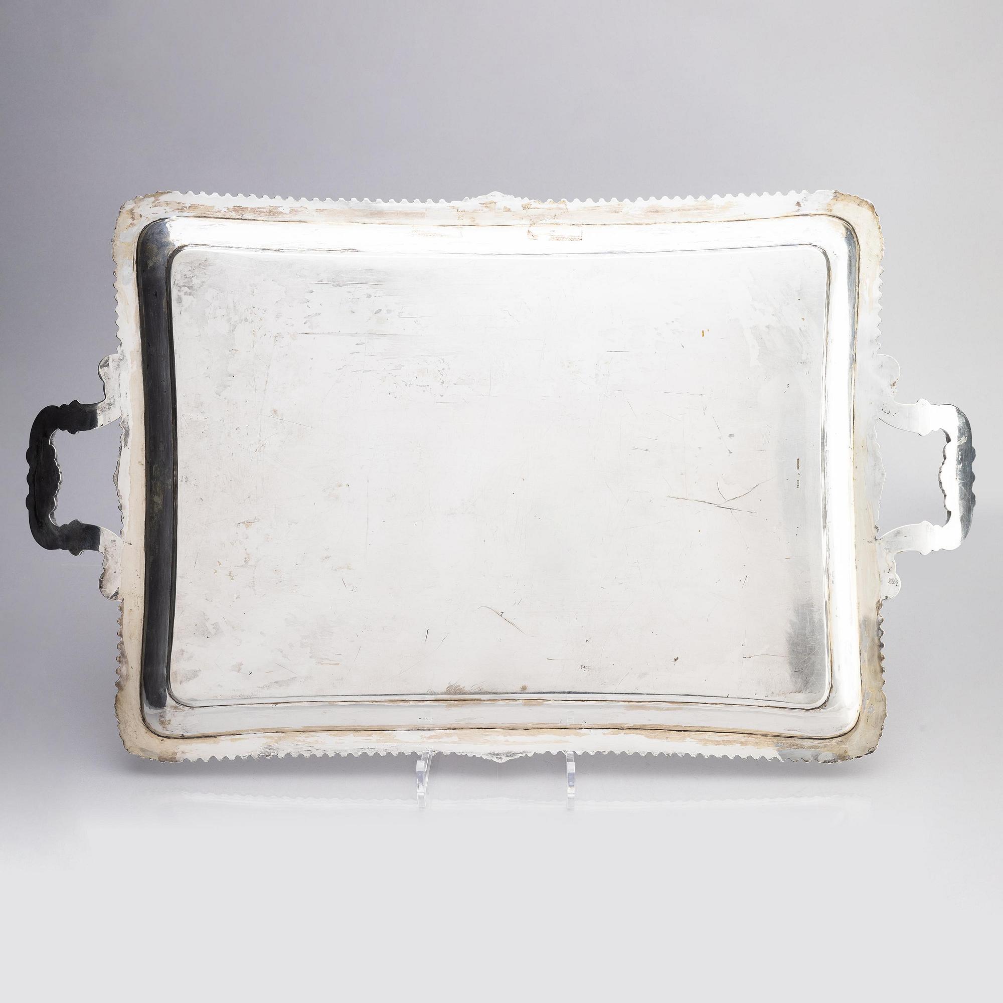 A German 20th century silver tray, 800/1000 silver.
