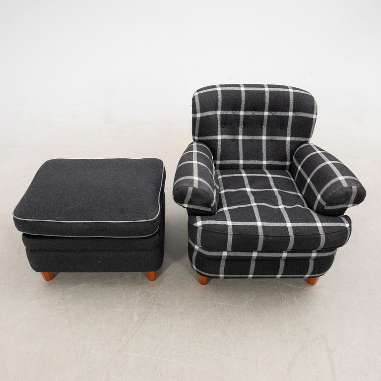 Josef Frank, armchair with footstool model no. 568 for the company Svenskt Tenn.