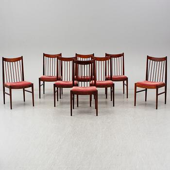 ARNE VODDER, eight Danish rosewood chairs from Sibast, 1960's.