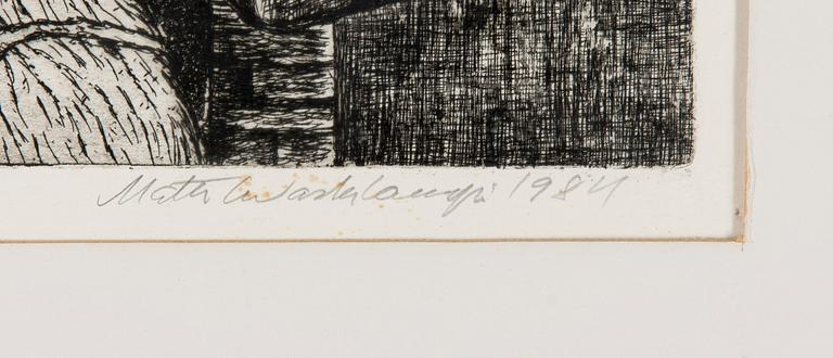MATTI WASKILAMPI, triptyykki, etsaus ja akvatinta, signeeratut ja numeroidut 4/30, 1984. Taiteilijan vedoksia.