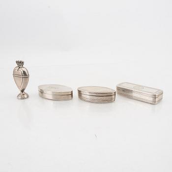 A setof four 18th/19th century silver boxes.