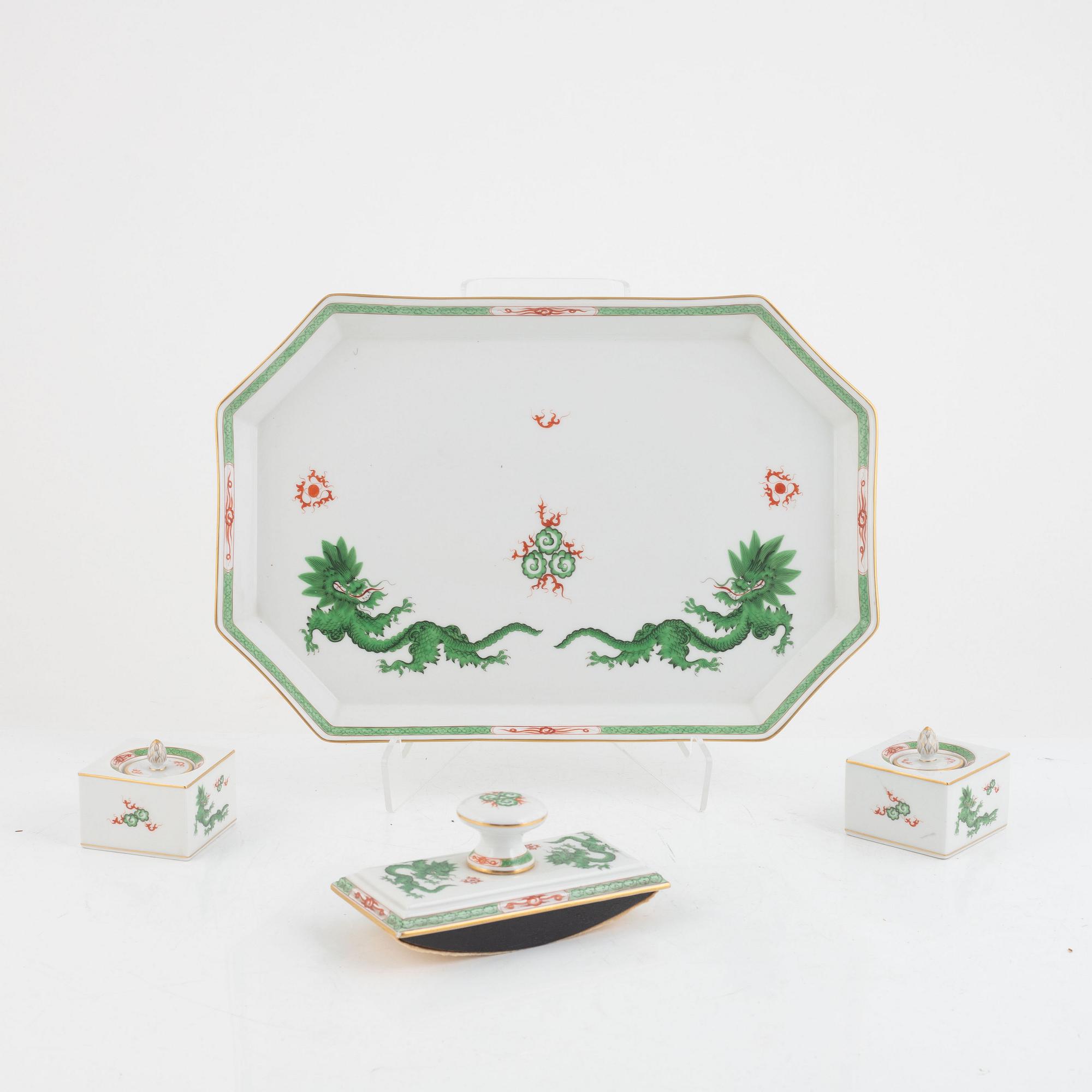 Meissen, skrivställ, 4 delar, porslin, Tyskland, omkring 1900.