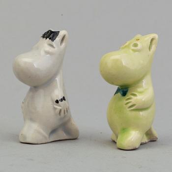 SIGNE HAMMARSTEN-JANSSON, two moomin ceramic characters by Arabia in the 1950's.