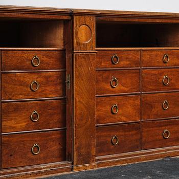 A late Gustavian mahogany and gilt brass-mounted desk, Stockholm, late 18th century.
