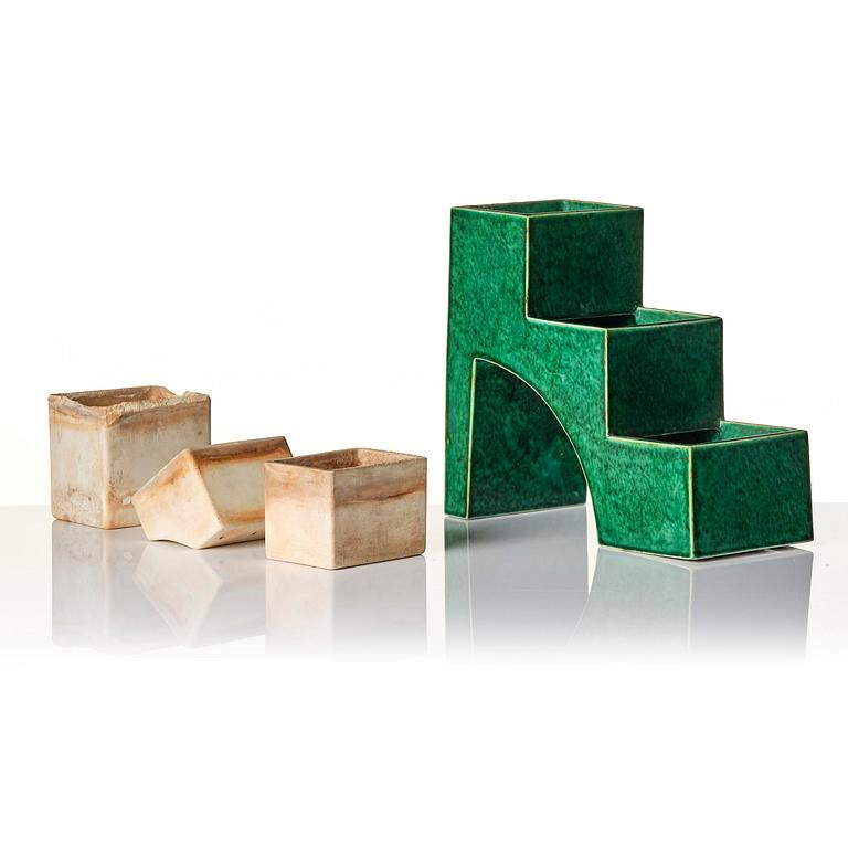 Wilhelm Kåge, kaktusställ, "Puzzle", modell 975/9, Gustavsberg, 1930-tal.
