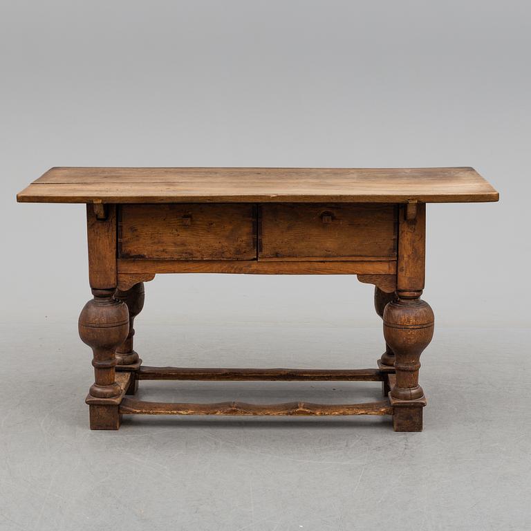 An oak and pine baroque table, 17th/18th Century.