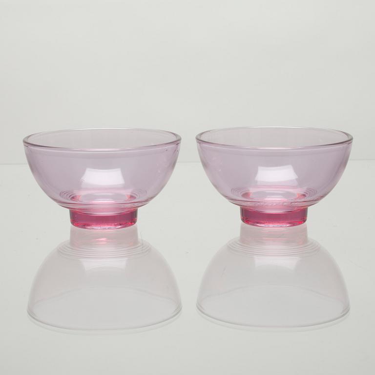 DESSERTSKÅLAR, 8 st, glas, Karhula-Iittala, 1900-talets mitt.