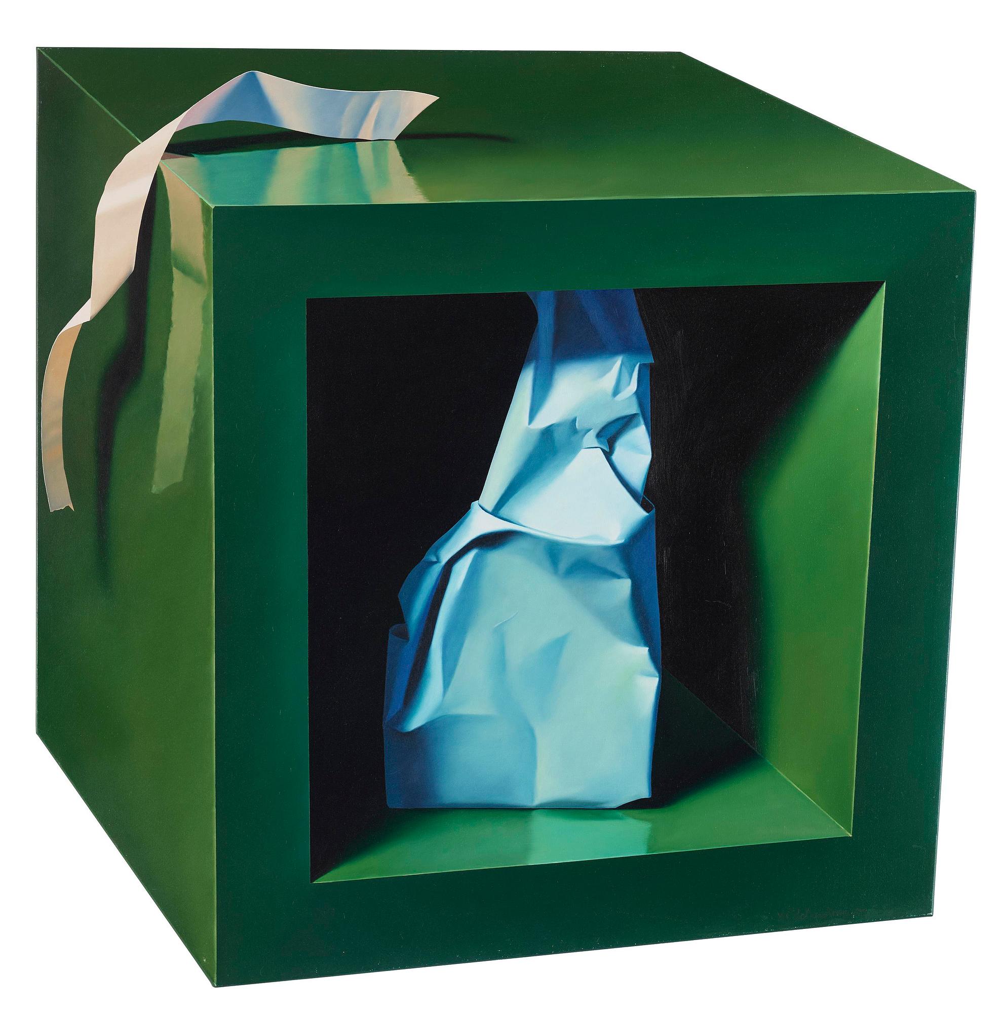 Yrjö Edelmann, "Cube with paper objects".