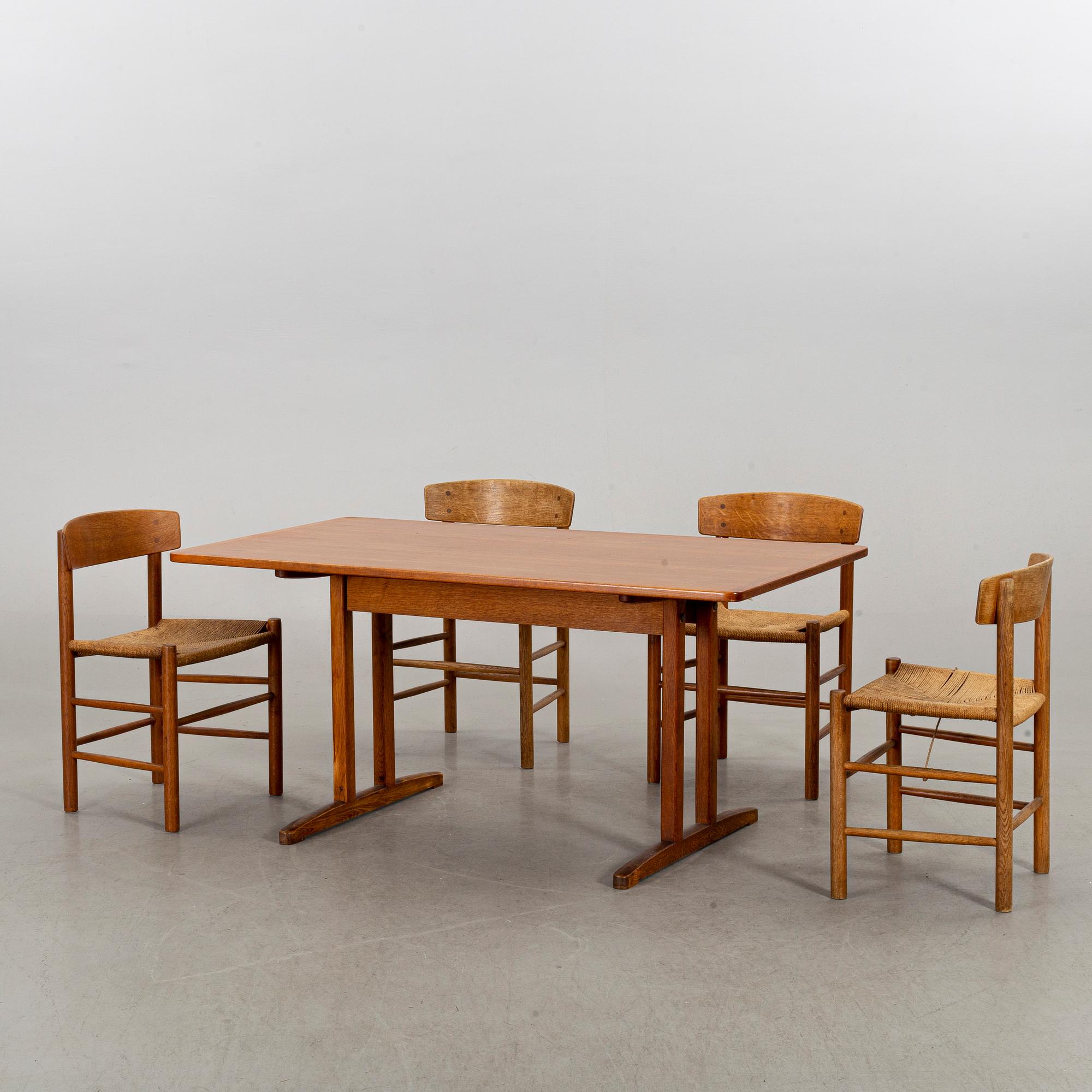 BORD samt STOLAR, 4 st, "Shaker" och "J39", Børge Mogensen, 1900-talets andra hälft.