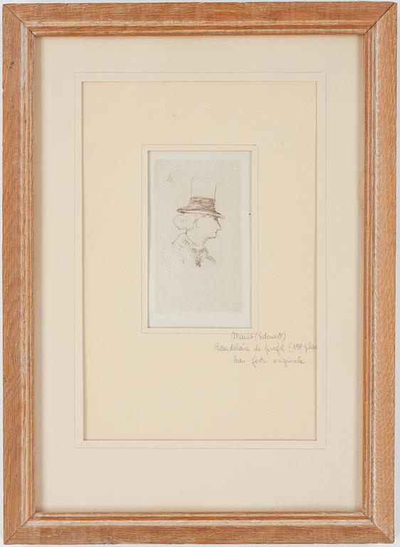 EDOUARD MANET, tillskriven, etsning, monogramsign i trycket.