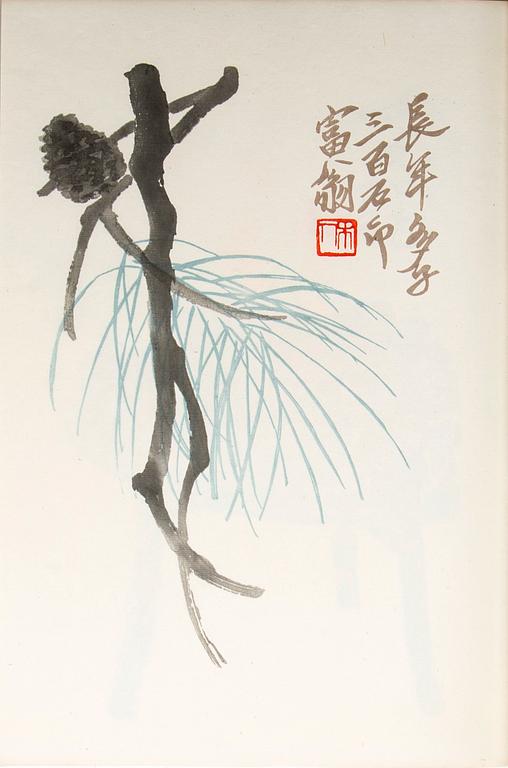 Qi Baishi, album med träsnitt, utgiven av Rong Bao Zhai, Beijing, 1951.
