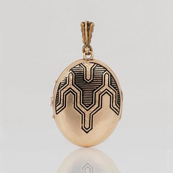 HÄNGE/MEDALJONG med gammalslipade diamanter samt emalj. Verkmästare P. Ovchinnikoff, S:t Petersburg 1870- 1895.