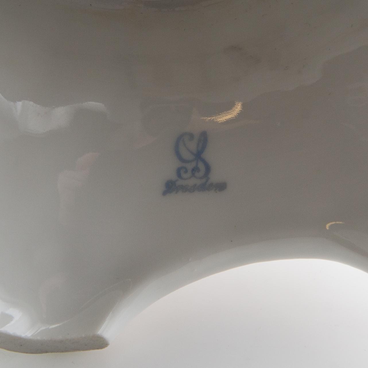 Bowl on foot Rococo style Germany mid-20th century porcelain.