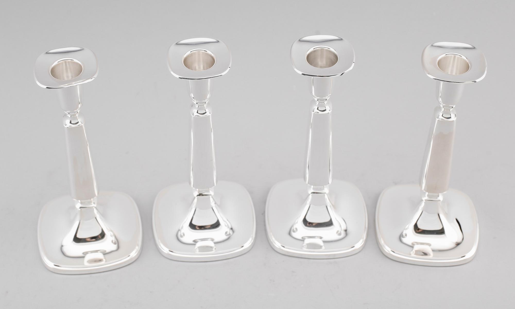 LJUSSTAKAR, 4 st, silver, Thore Eldh, Göteborg, 1961 respektive 1964.