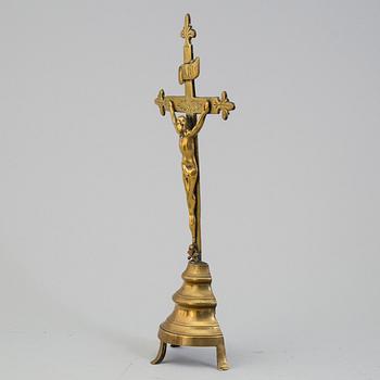 A BRONZE CRUCIFIX, 19th century.