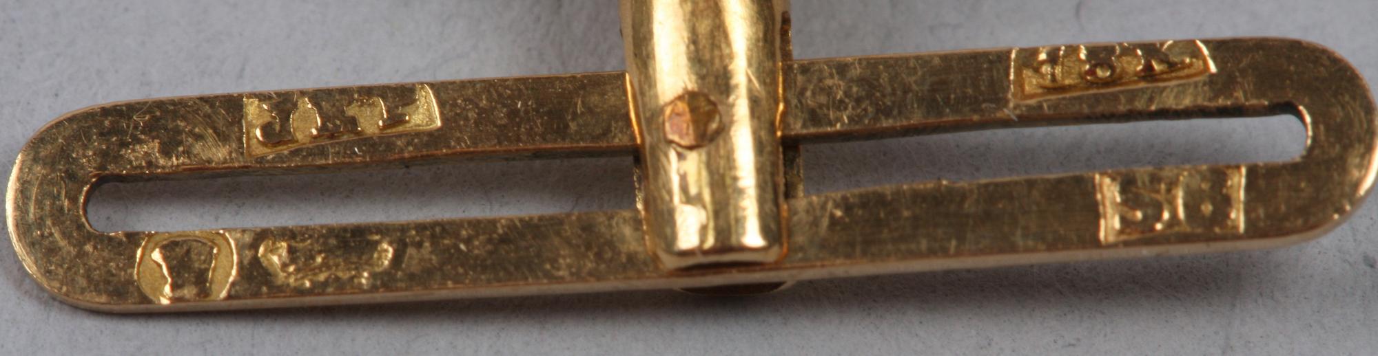 SKJORTKNAPPAR, 3 st, guld, pärlor, Stockholm 1896.