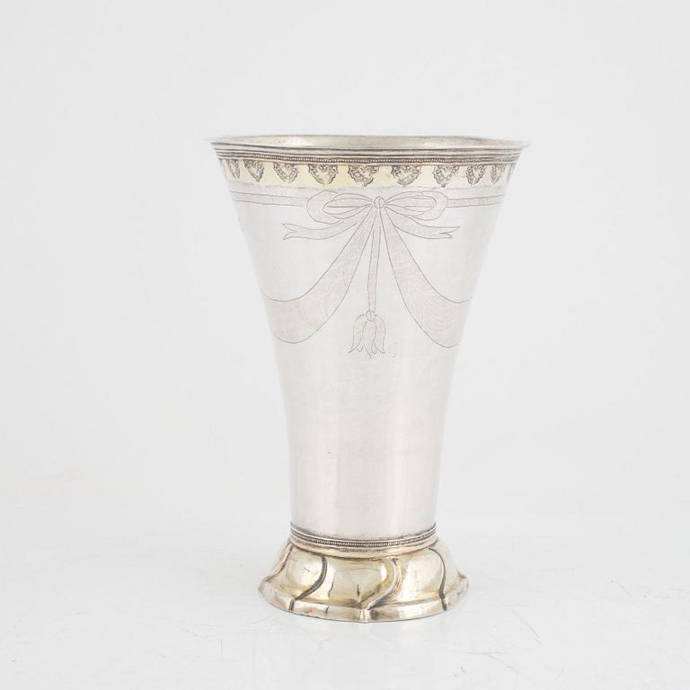 A Swedish Parcel Gilt Silver Beaker, mark of Olof Sedin, Gävle 1795.