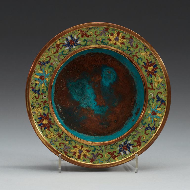 A cloisonné dish, Ming dynasty, 17th Century.