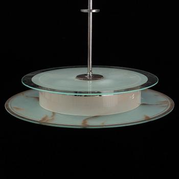 A glass ceiling light, 1930's.