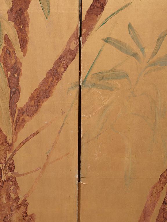 A Japanese six fold screen, early 20th Century.