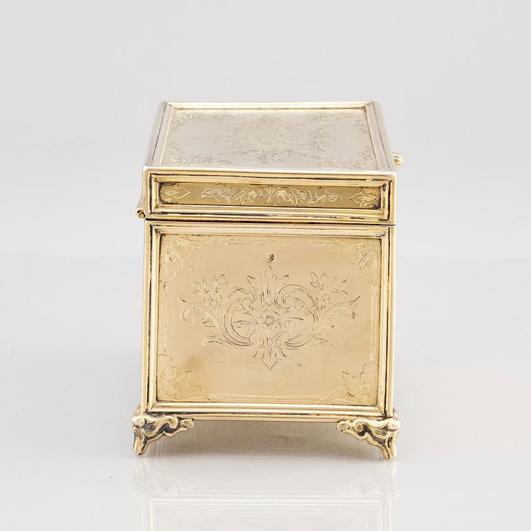 An ottoman empire gilded silver box, Abdul Hamid II's reign (1876-1909).
