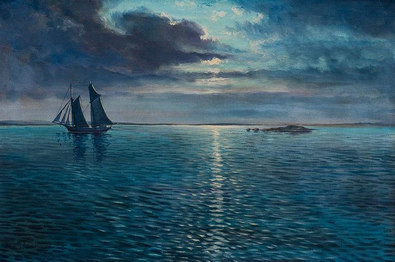 Alexander Wilhelms, MOONLIGHT AT THE SEA.