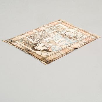 SEMI-ANTIQUE SILK KASHAN SO CALLED MOTACHEM FIGURAL. 81 x 62,5 cm.