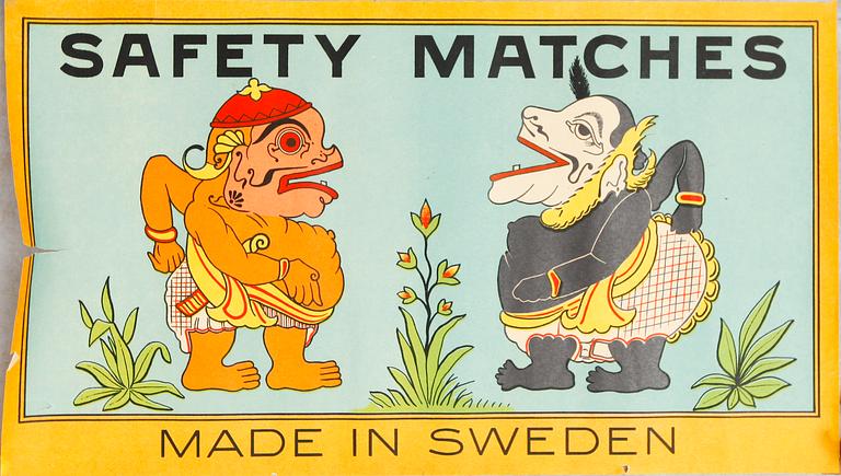 SAMLING REKLAMAFFISCHER för tändstickor, 1900-talets första hälft.
