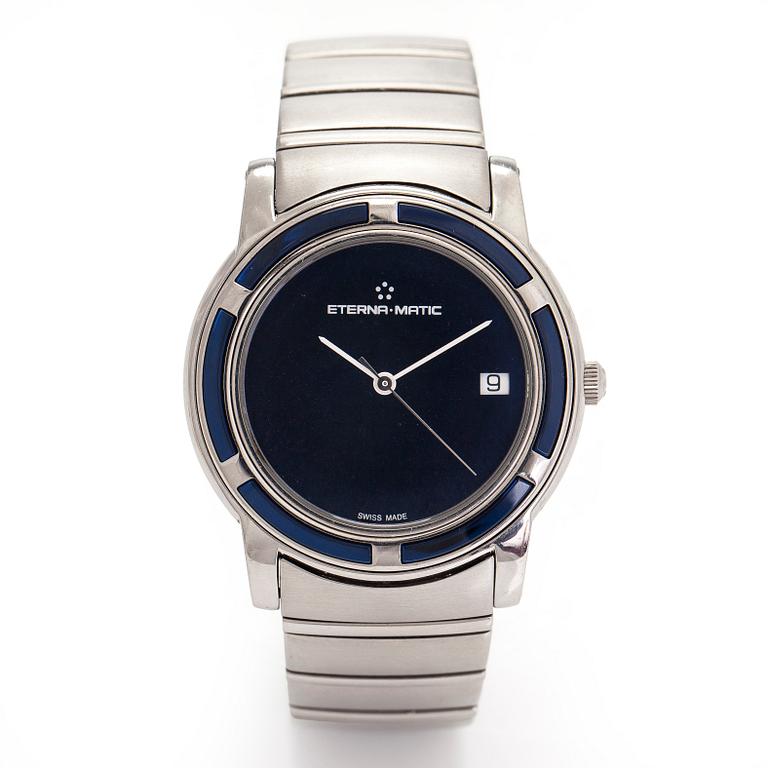 Eterna-matic, Galaxis, 38 mm, wristwatch, steel, automatic, sapphire crystal, circa 2000.