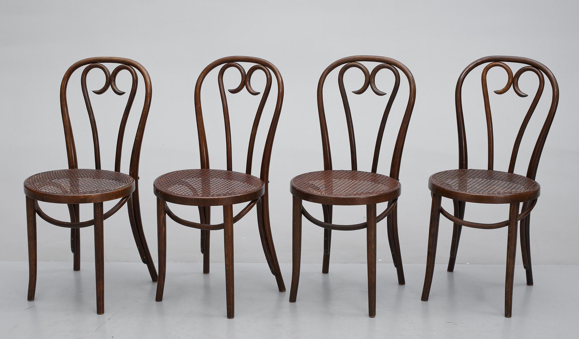 STOLAR, 4 st, Thonetstil, Rumänien, 1900-talets mitt.