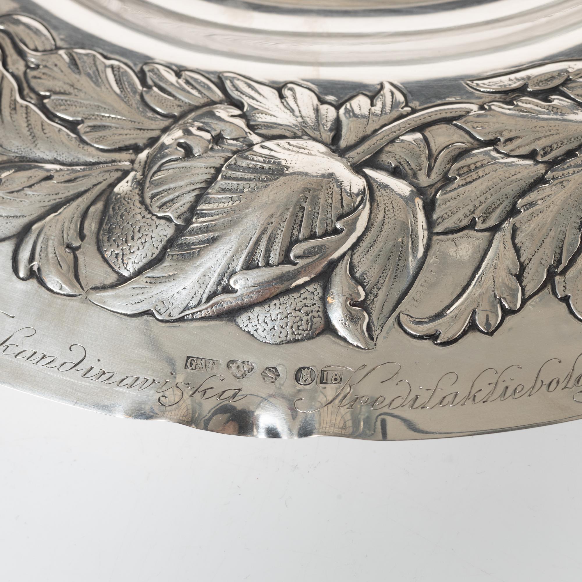 Presenterfat, silver, barockstil, GAB, Stockholm 1935.