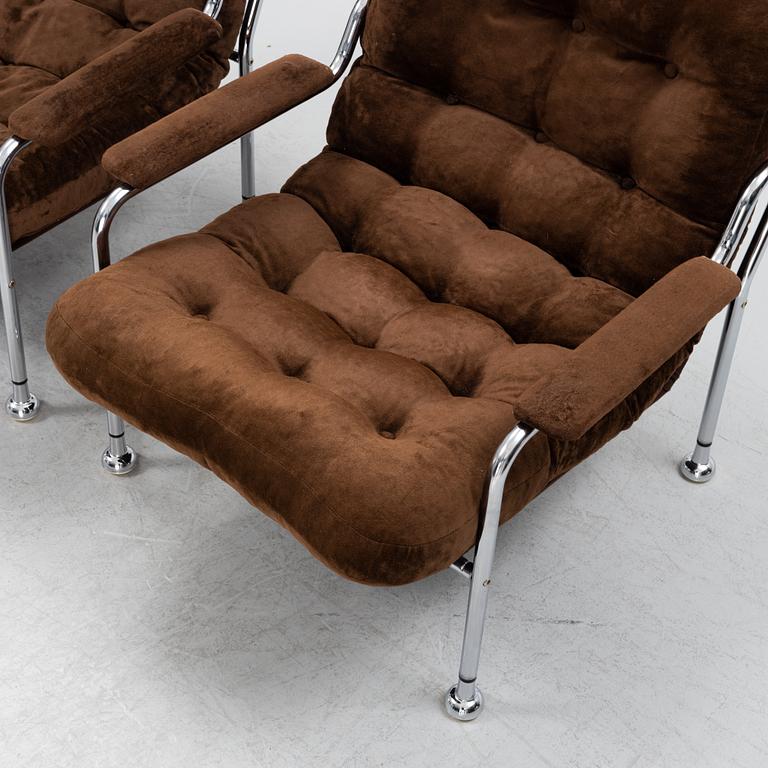 A pair of 'Stålbo' easy chairs by Bo Eigert, 1970's.