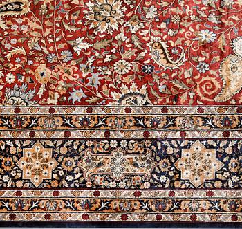 A pictoral Oriental silk carpet, ca 370 x 270 cm.