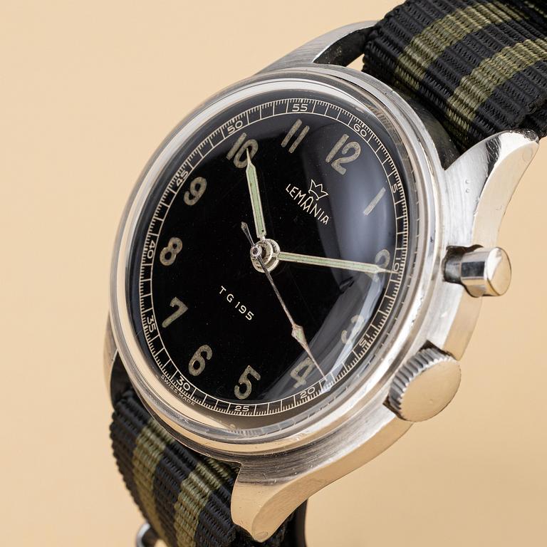 Lemania, TG 195, "Glossy Capital TG Dial", "Military Collection", "Tre Kronor/Three Crowns", ca 1954.