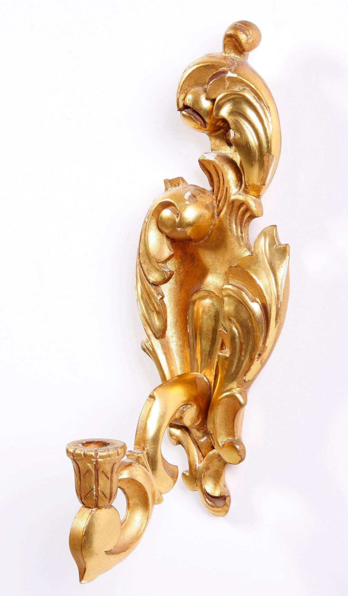 VÄGGPENDYL SAMT LAMPETTER, rokokostil, 1900-talets mitt.