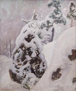 PEKKA HALONEN, SLOPE WITH SNOWY JUNIPEG.